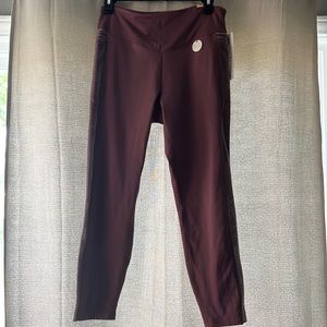PINK SPORT High waisted ankle legging Fleece lined V size L color mauve.